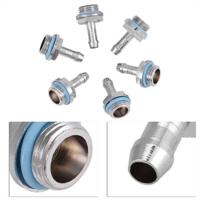 Serounder 6 قطع محول تركيب بارب G1/4"، OD 6 مم تركيب بارب لتبريد المياه للكمبيوتر، تركيب بارب أنبوب مرن بخيط G1/4، موصل تركيب بارب لنظام أنبوب تبريد المياه للكمبيوتر (11 مم) - Image 2
